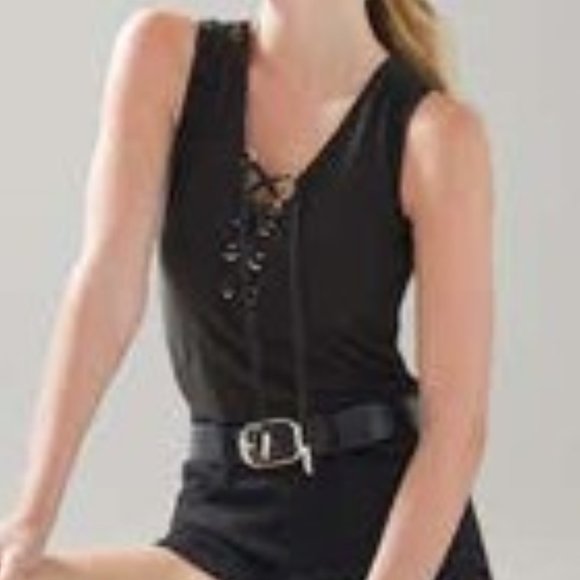 Black - White House Black Market MJ Lace Up Tank - Picture 2 of 7